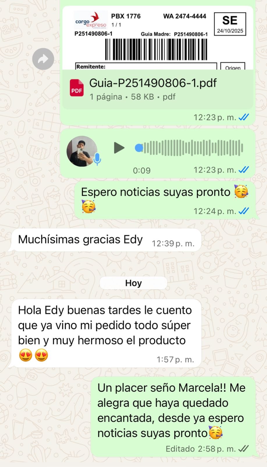 Opinión de clienta satisfecha 1