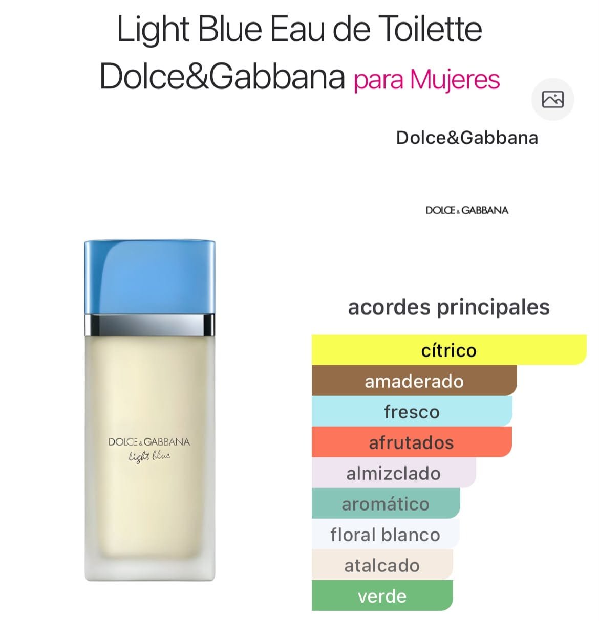 Light Blue Pour Femme EDT 100ml